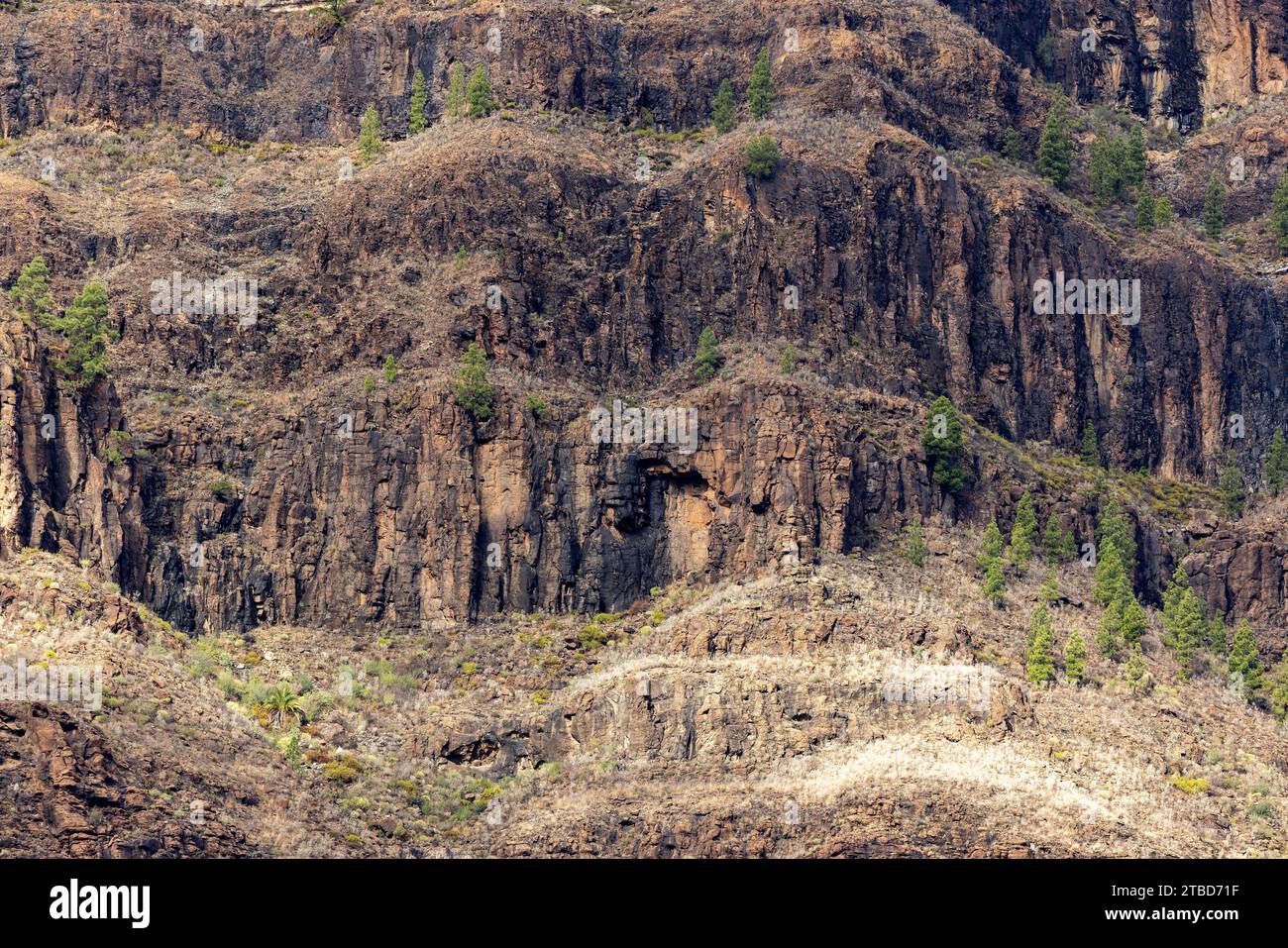 Scarpata vulcanica vicino a Fataga, Gran Canaria, Isole Canarie Foto Stock