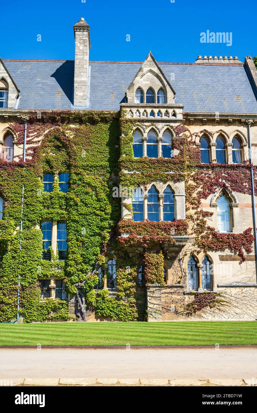 Ivy Clad Meadow Building of Christ Church College, Università di Oxford, da Broad Walk a Oxford, Oxfordshire, Inghilterra, Regno Unito Foto Stock
