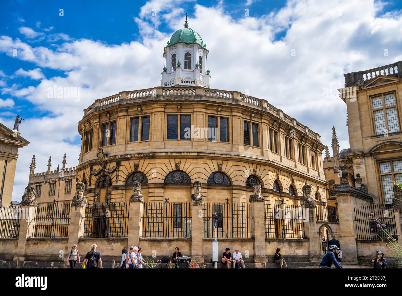 The Sheldonian Theatre, Università di Oxford, in Broad Street nel centro di Oxford, Oxfordshire, Inghilterra, Regno Unito Foto Stock