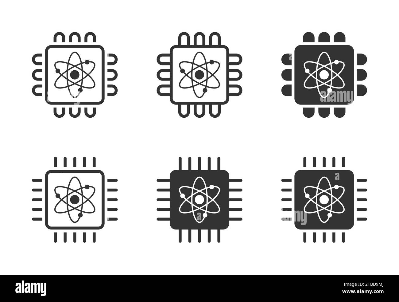 Set di icone di calcolo quantistico. Illustrazione vettoriale Illustrazione Vettoriale