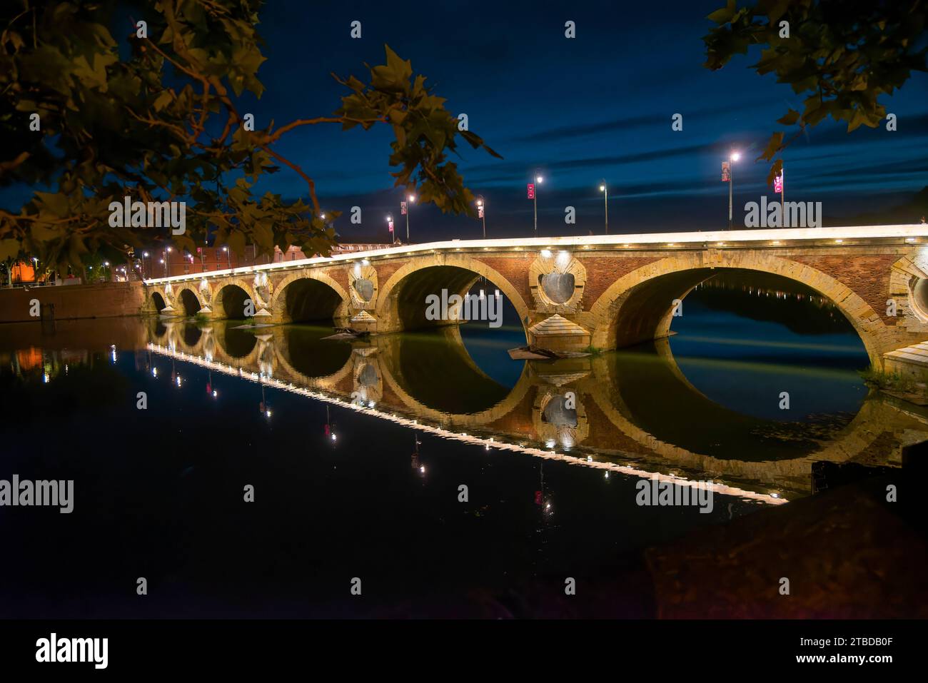 vues de nuit du quai de la daurade très animé, du pont-neuf, de l'hotel dieu saint-jacques par une belle et chaude soirée printanière Foto Stock