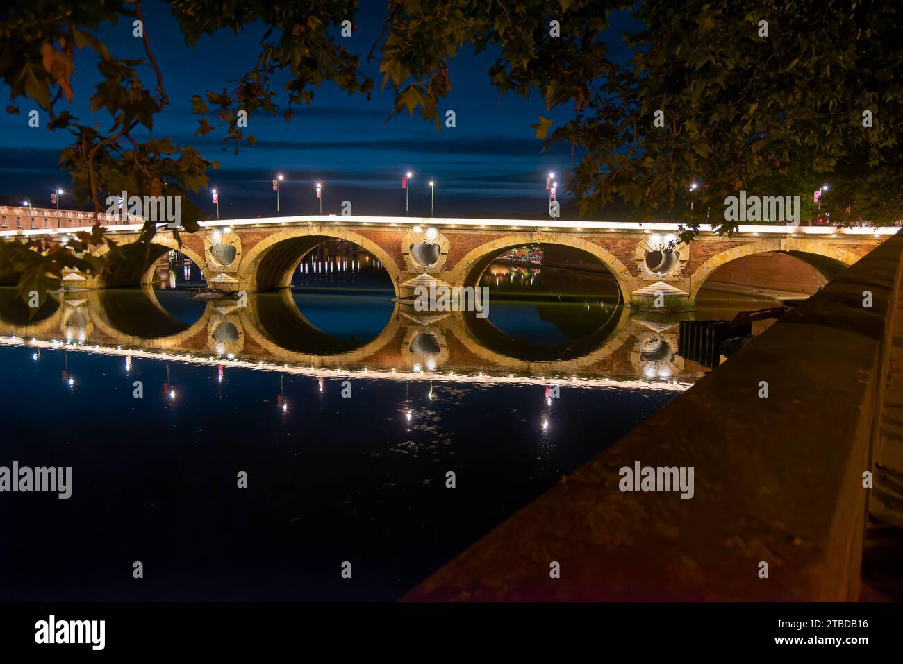 vues de nuit du quai de la daurade très animé, du pont-neuf, de l'hotel dieu saint-jacques par une belle et chaude soirée printanière Foto Stock