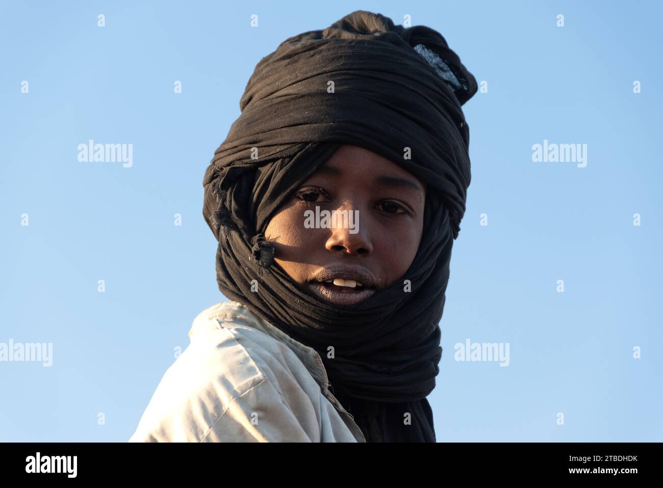 ritratto di un bambino tubu del ciad Foto Stock