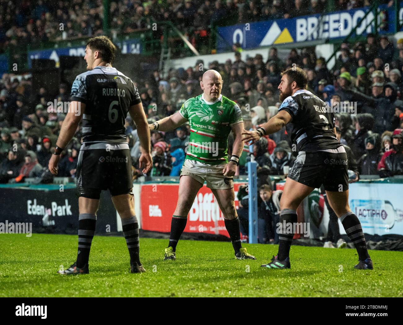 Dan Cole dei Leicester Tigers durante il Gallagher Premiership Rugby Match tra Leicester Tigers e Newcastle Falcons a Mattioli Woods Welford Roa Foto Stock