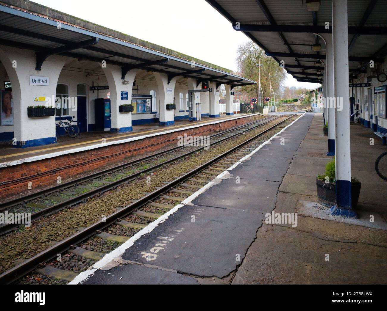 La stazione ferroviaria di Driffield guarda a sud Foto Stock