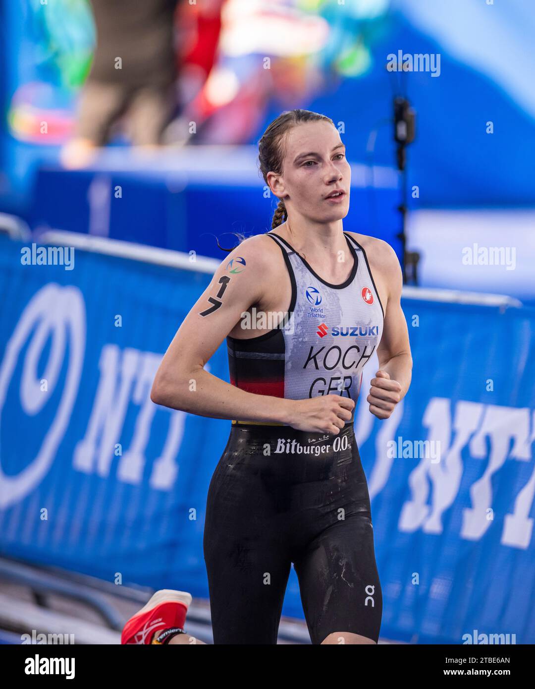 Annika Koch partecipa a Pontevedra nel World Triathlon Championship Series 2023. Foto Stock