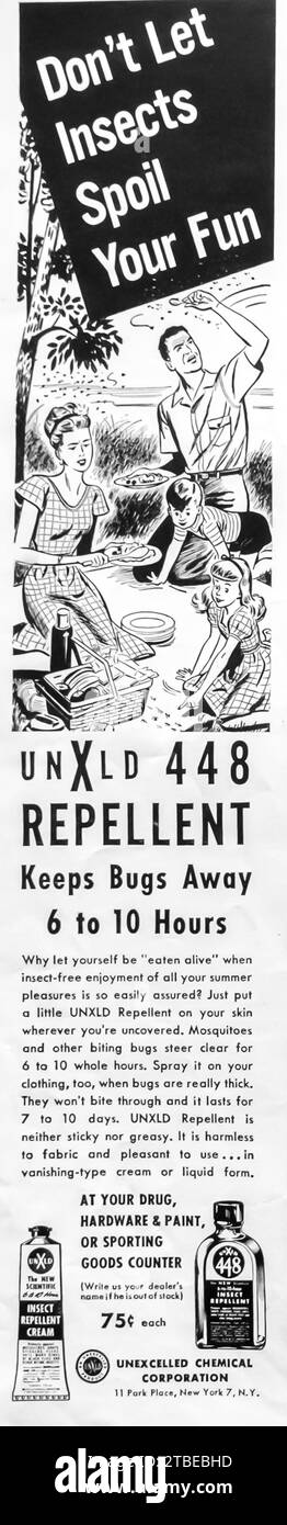 1947 unXld 448 annunci repellenti bug. Società chimica non autorizzata N.Y Foto Stock