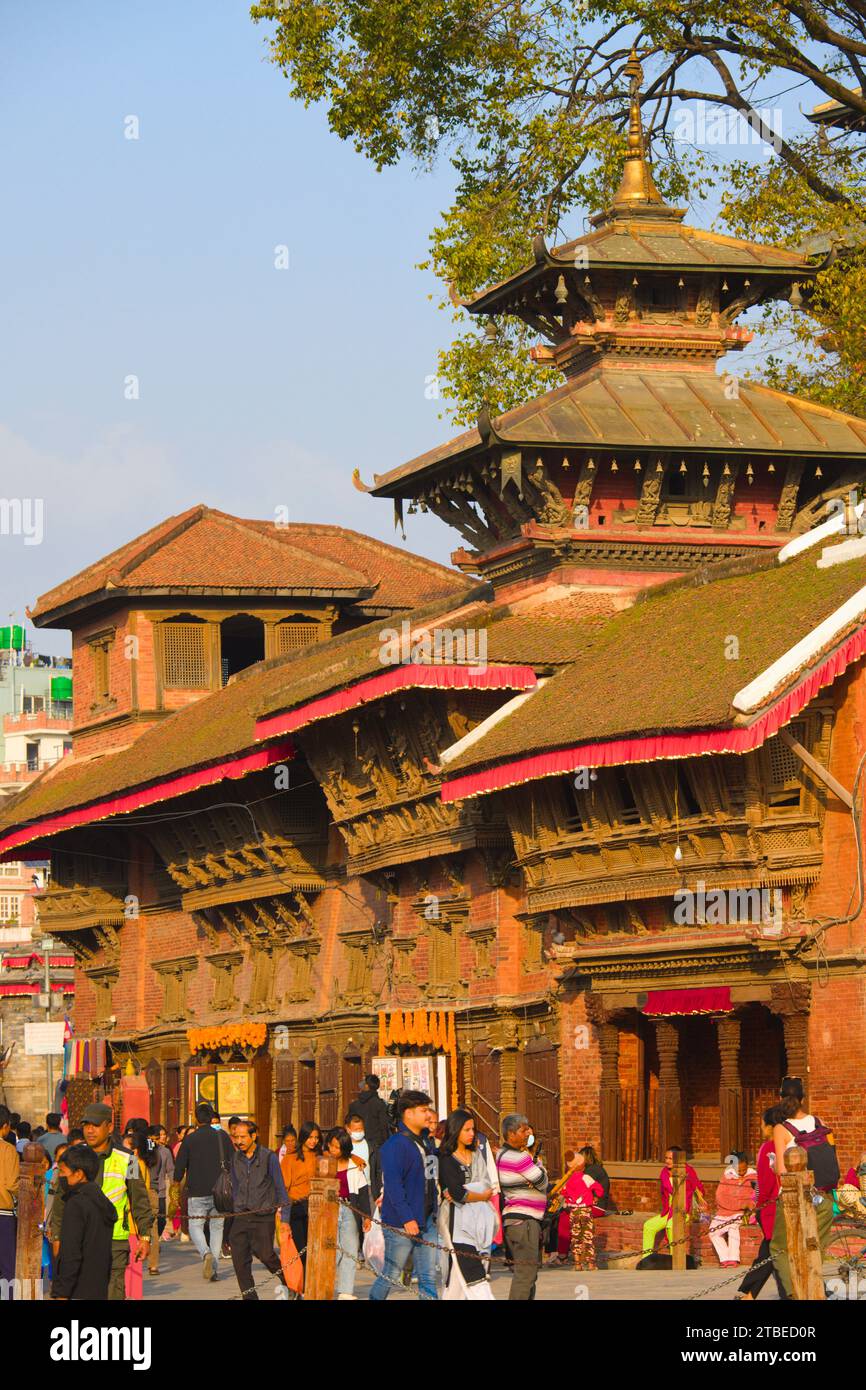 Nepal, Kathmandu, Piazza Durbar, scena di strada, architettura, persone, Foto Stock