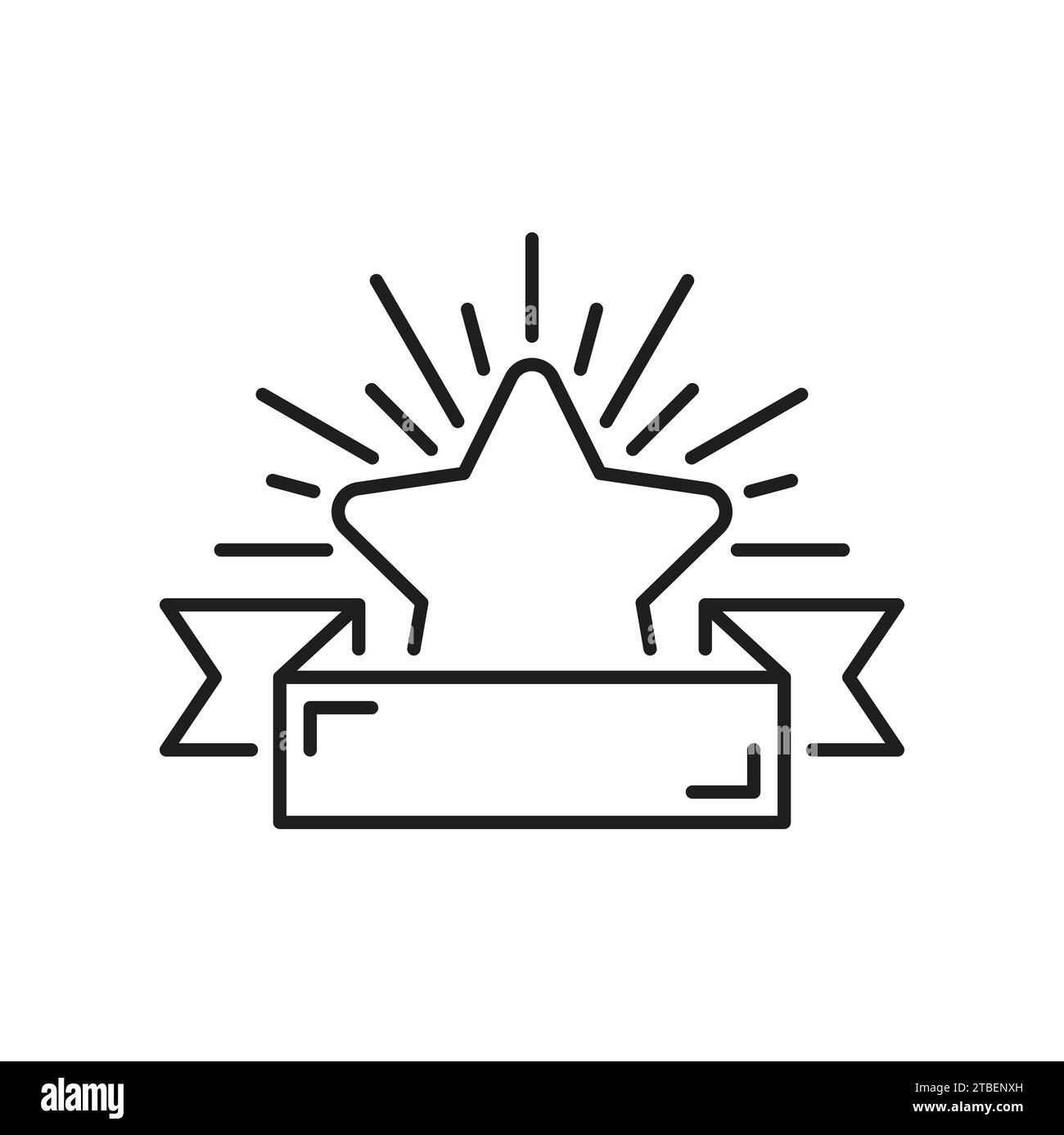 Premio Gold Star con nastro banner e icona di valutazione della qualità. Vinci la congratulazioni vettoriale, classifichi il miglior segno di riconoscimento. Il prezzo del servizio era eccellente Illustrazione Vettoriale