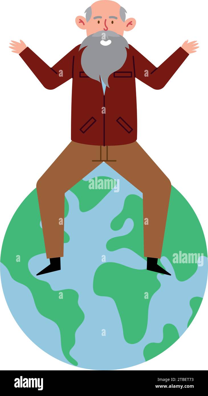 charles darwin in cima al mondo isolato vettore Illustrazione Vettoriale
