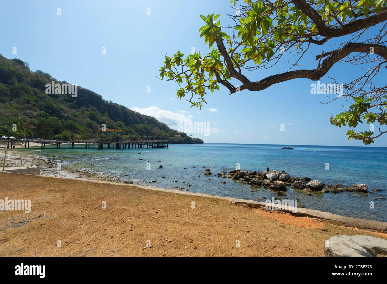 Vista panoramica dell'iconica Flying Fish Cove, Christmas Island, Australia Foto Stock