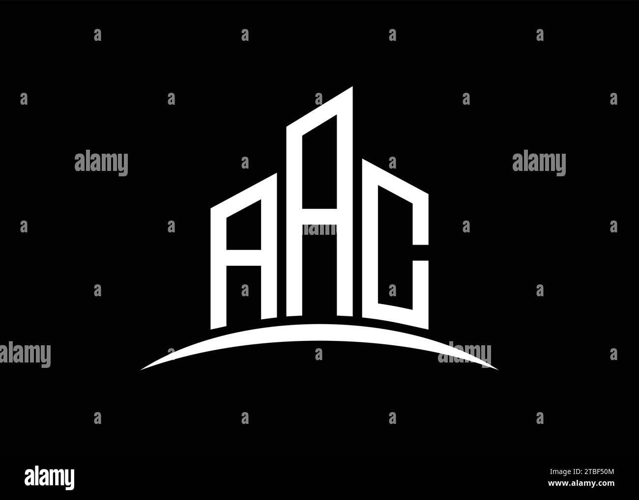 Modello di design del logo con monogramma vettoriale di costruzione lettera AAC. Logo AAC Building Shape. Illustrazione Vettoriale