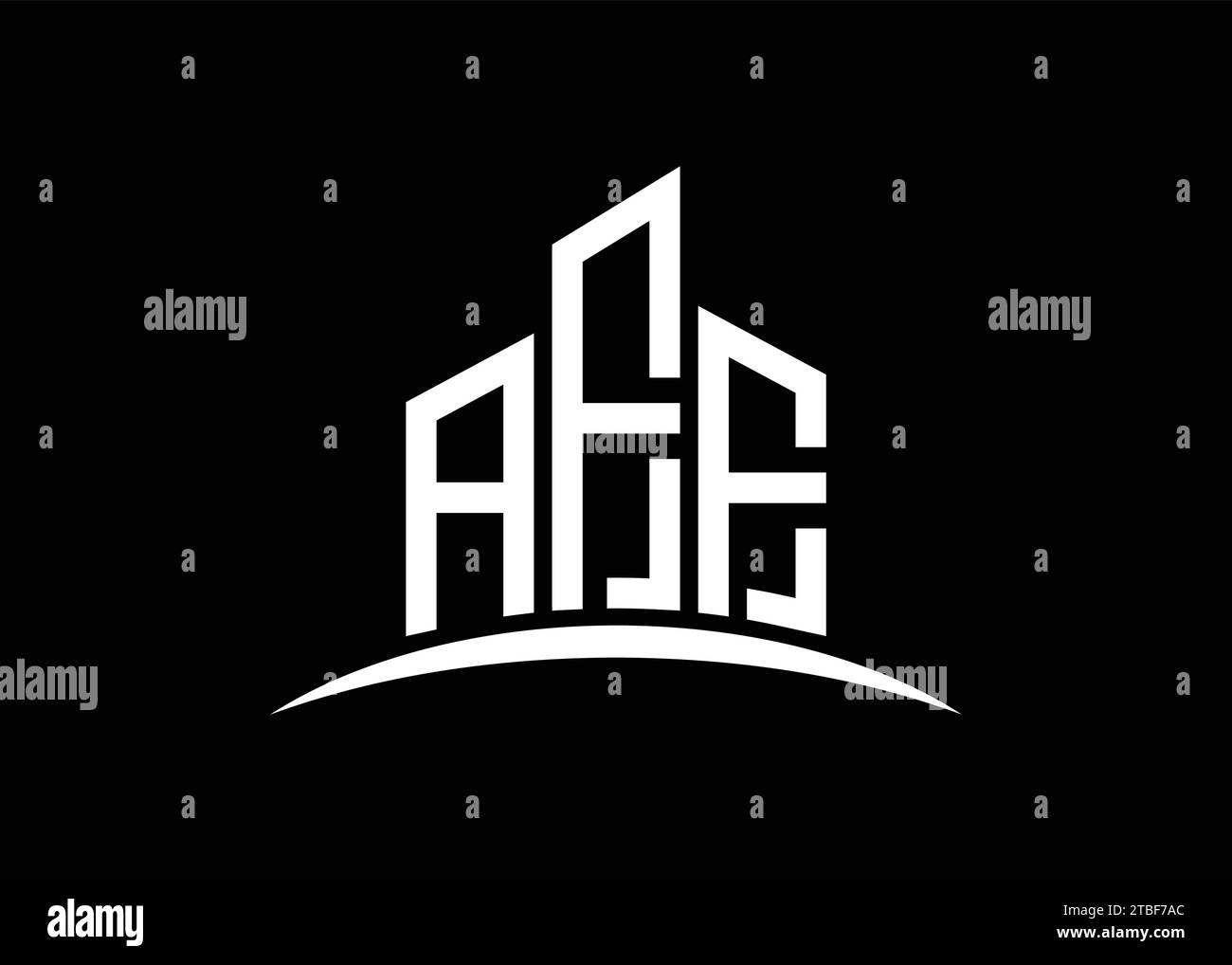 Modello di design del logo con monogramma vettoriale di costruzione Letter AFF. Logo AFF a forma di edificio, Illustrazione Vettoriale