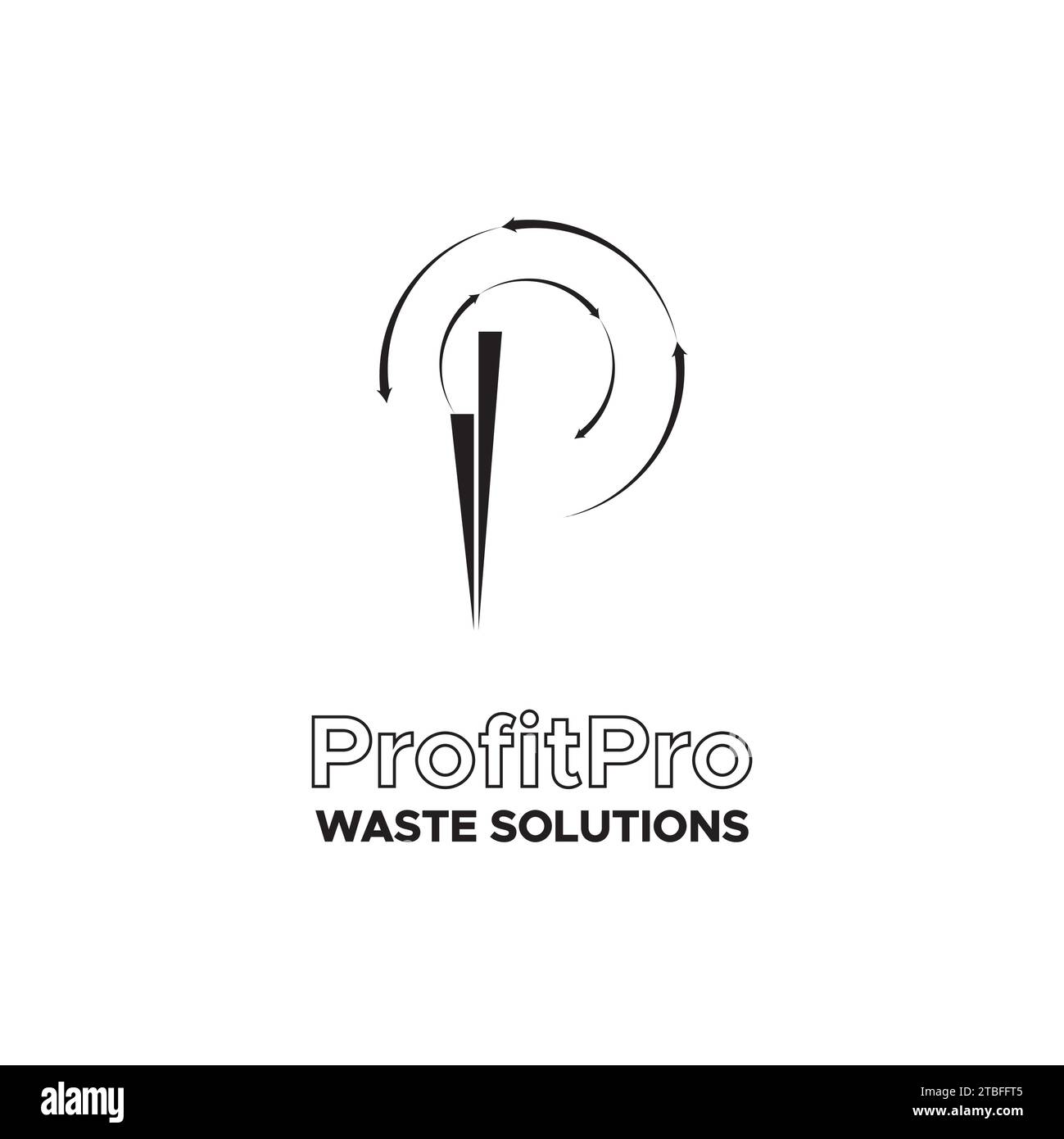 P Lettermark con tecnologia Elements of Recyclation and Reuse per un'azienda di gestione dei rifiuti Illustrazione Vettoriale