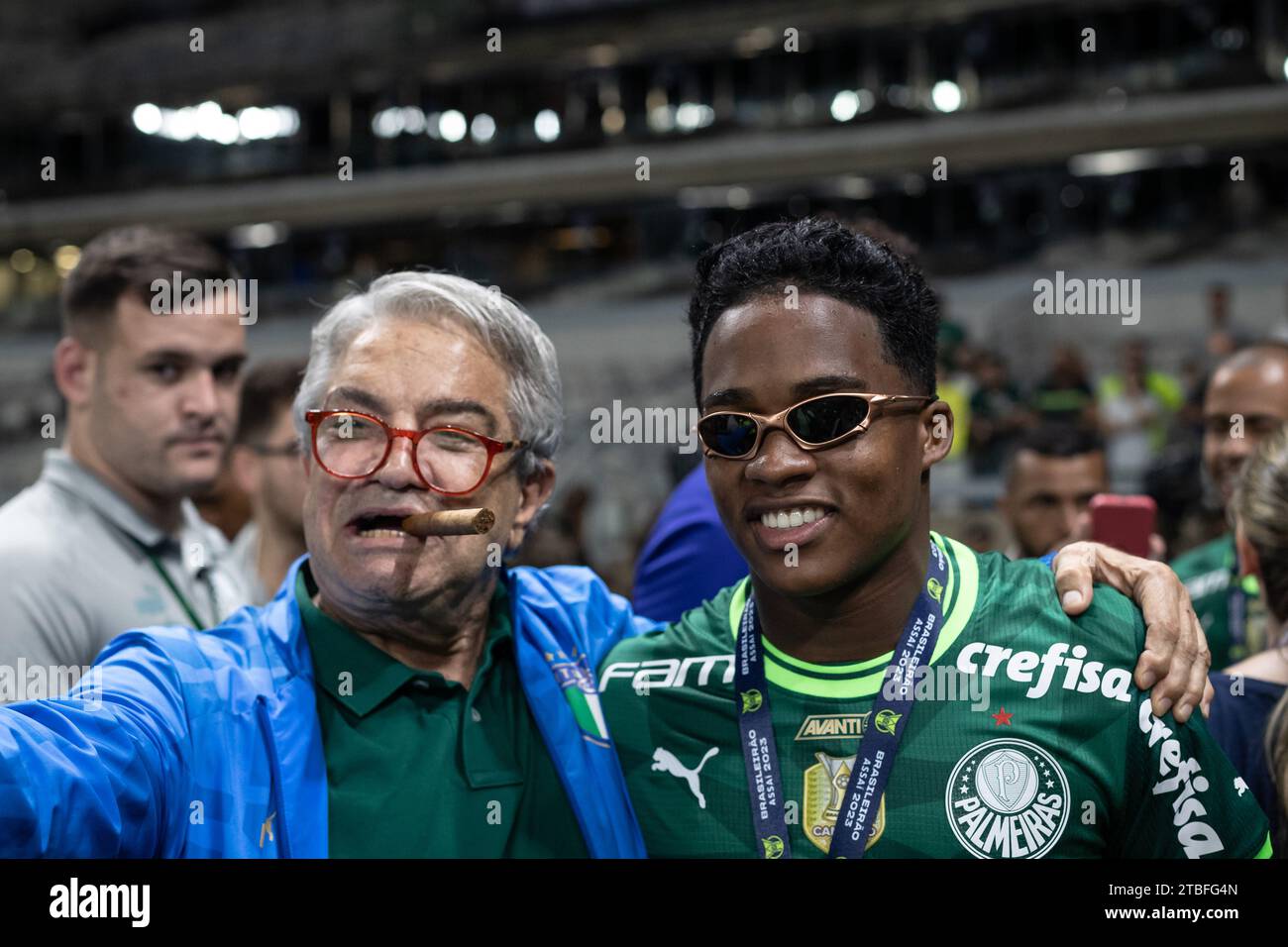 Belo Horizonte, Brasile. 7 dicembre 2023. BELO HORIZONTE, MG, 06.12.2023 - CRUZEIRO-PALMEIRAS - Palmeiras e campeão brasileiro no Estádio Governador Magalhães Pinto (Mineirão), na cidade de Belo Horizonte nesta quarta, 06. (Foto: Fred Andrade/Brazil Photo Press/Folhapress). Credito: Brazil Photo Press/Alamy Live News Foto Stock