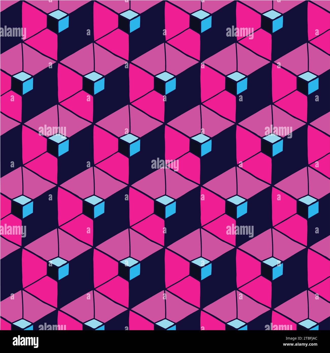 motivo di sfondo con design simmetrico in tonalità lilla, viola e magenta. Il motivo è geometrico e colorato, creando un'immagine visiva Illustrazione Vettoriale