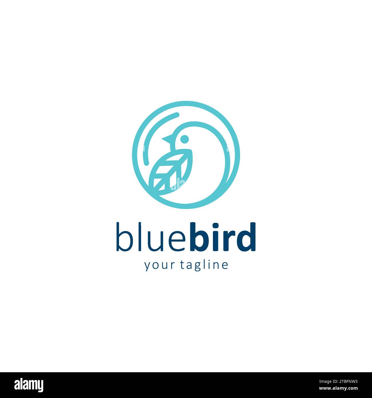 Logo Blue Bird Design semplice. Logo Bird Line Illustrazione Vettoriale