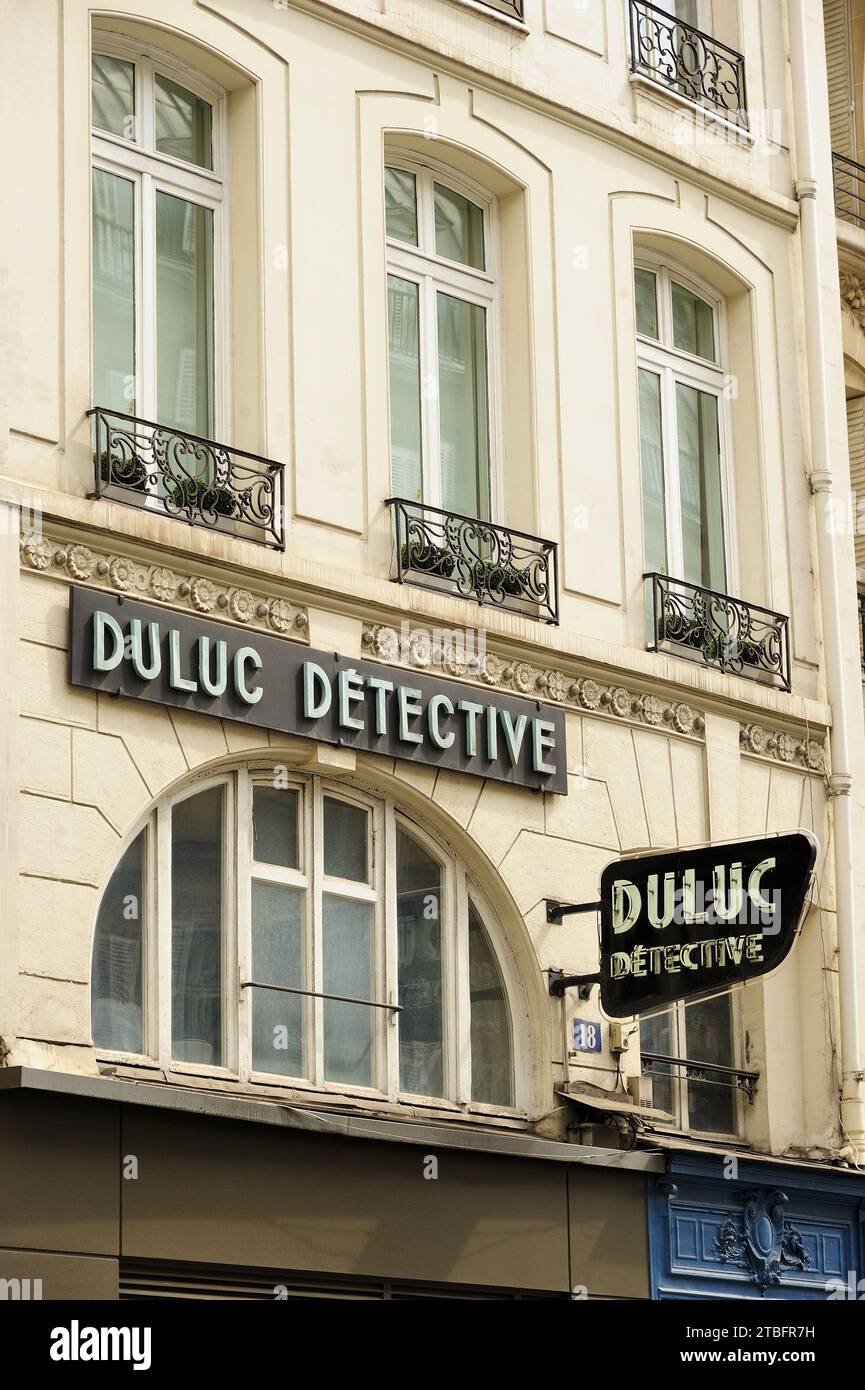 FRANCIA, PARIGI (75) 1° DISTRETTO, AGENZIA INVESTIGATIVA PRIVATA DULUC Foto Stock