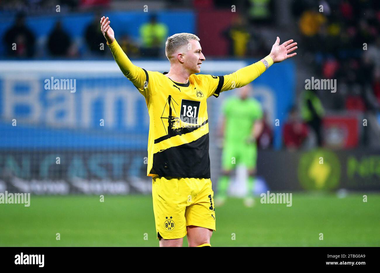 Bundesliga, BayArena Leverkusen: Bayer Leverkusen vs Borussia Dortmund; Marco Reus (BVB) Foto Stock