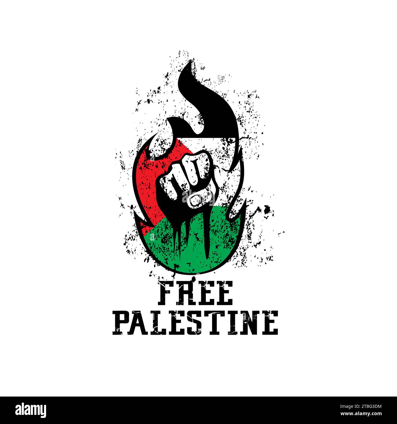 Design Free Palestine Hand Grunge Illustrazione Vettoriale