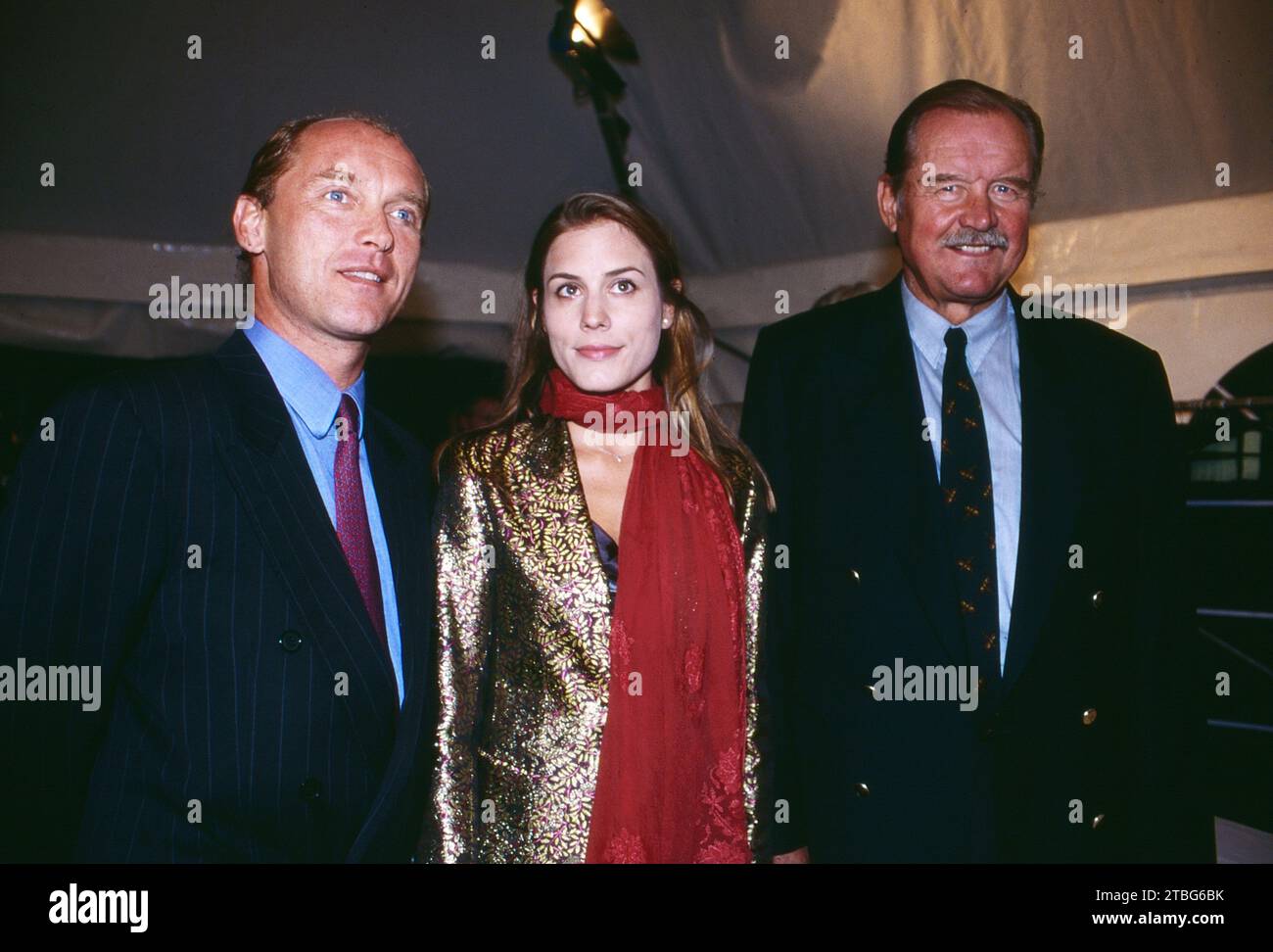 Carl Eduard von Bismarck mit Ehefrau Celia und seinem Vater, Fürst Ferdinand von Bismarck, Chef des Hauses Bismarck-Schönhausen, Bild circa 1996. Foto Stock