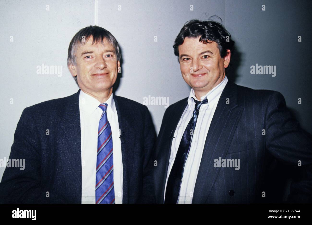 Otto Schily und Joseph Martin Joschka Fischer, Politiker der Partei 'mie Grünen', Deutschland um 1988. Foto Stock