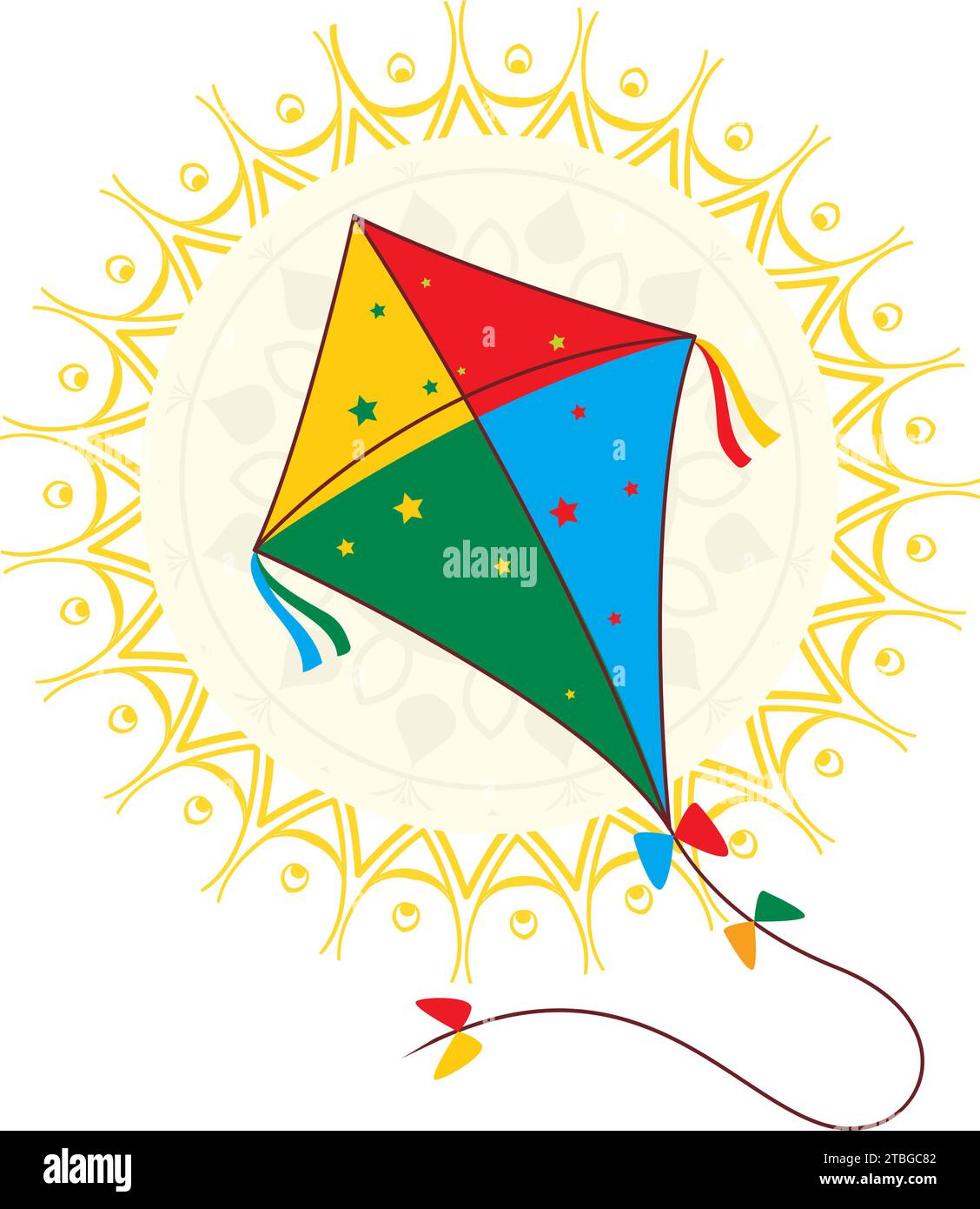 Icona creativa di aquiloni colorati con vettore suvo noboborsho bangla per il nuovo anno Illustrazione Vettoriale