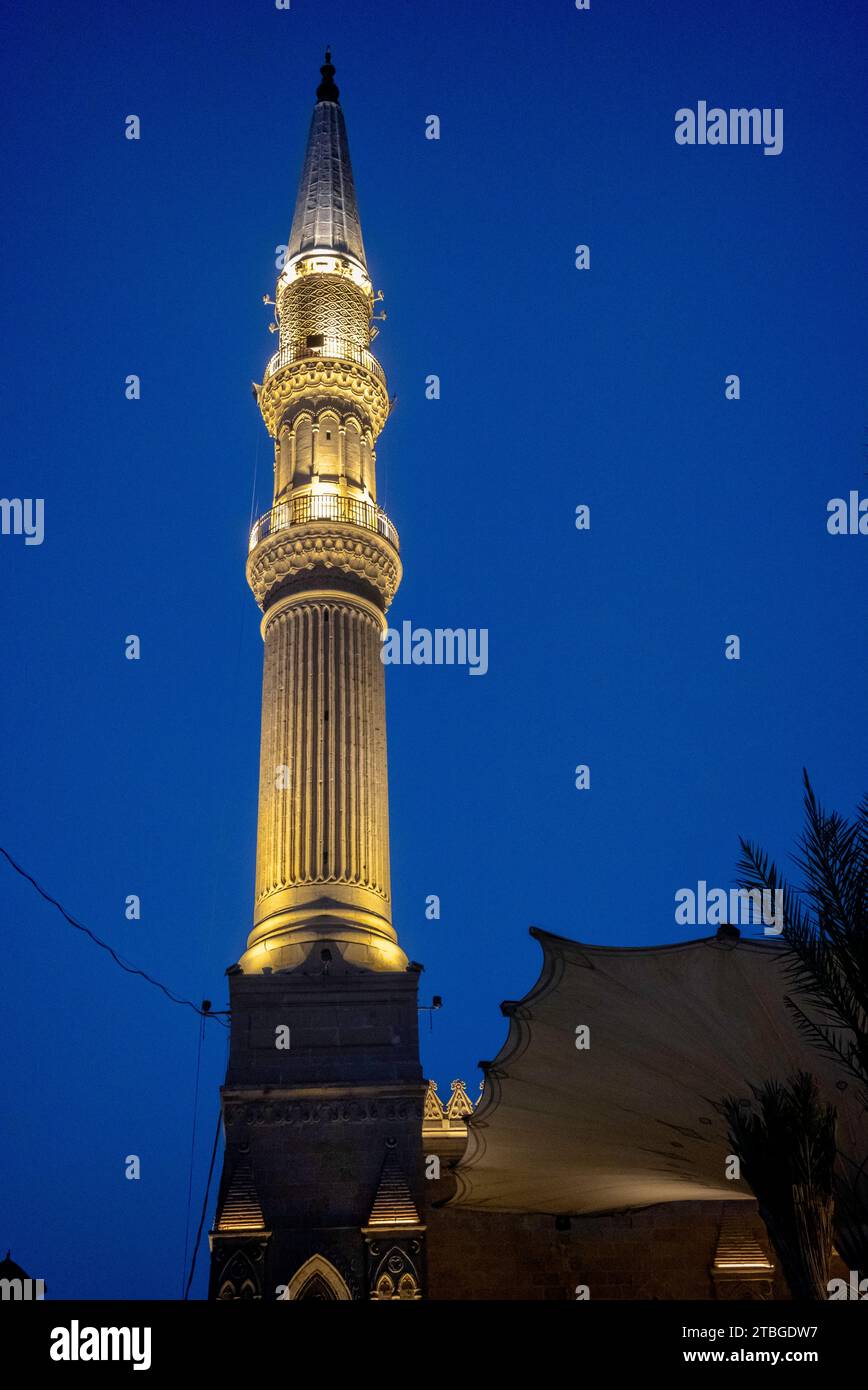 Minareto nella Moschea di al-Hussein, il Cairo, Egitto Foto Stock