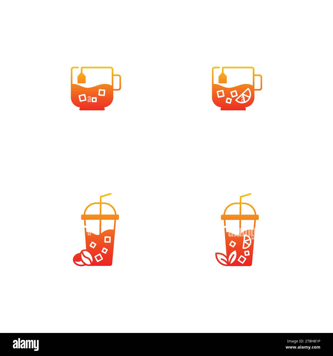 Set di icone tazze e bevande Illustrazione Vettoriale