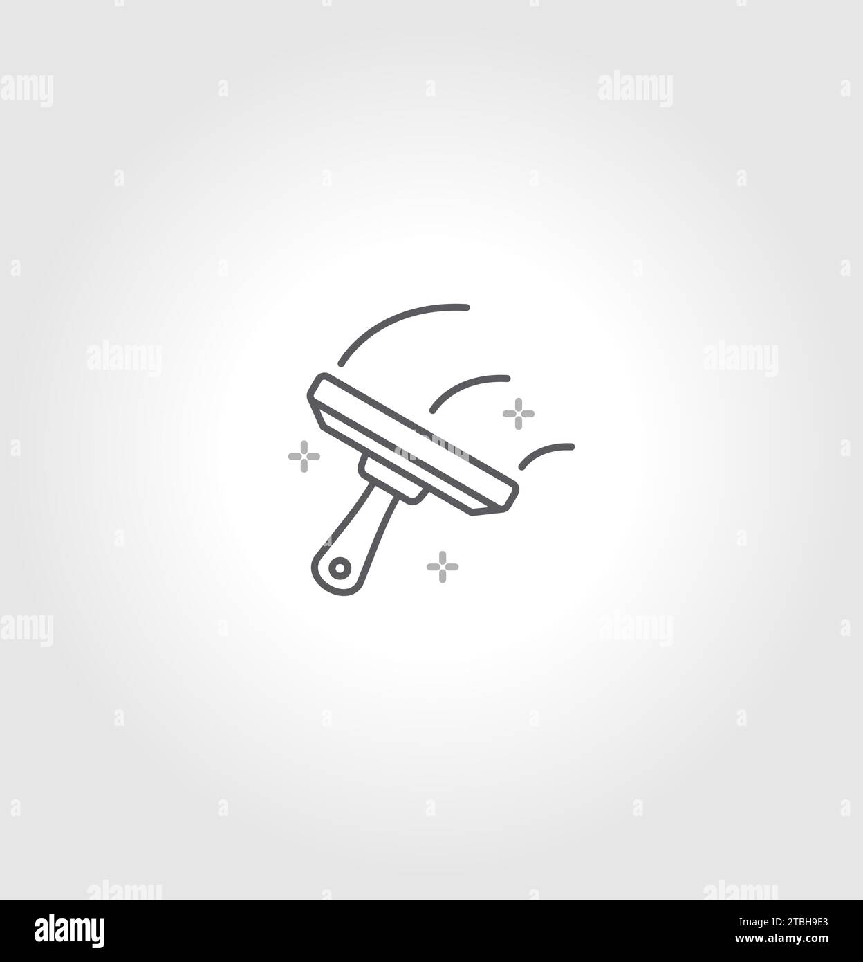 Illustrazione del vettore dell'icona del profilo del tergivetro. Strumento di pulizia disegnato a mano per lavare e lucidare o pulire vetro di finestra, panno in plastica per pulire Illustrazione Vettoriale