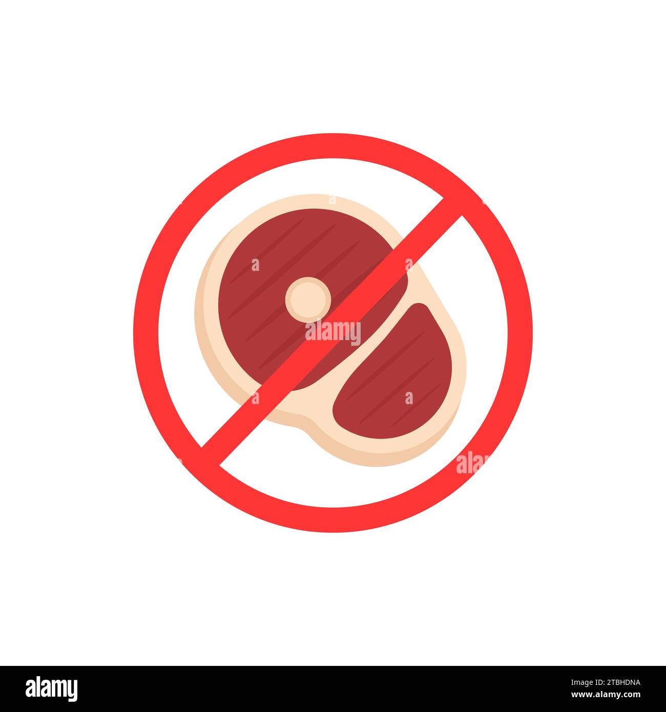 divieto di carne come icona vegana del cibo Illustrazione Vettoriale