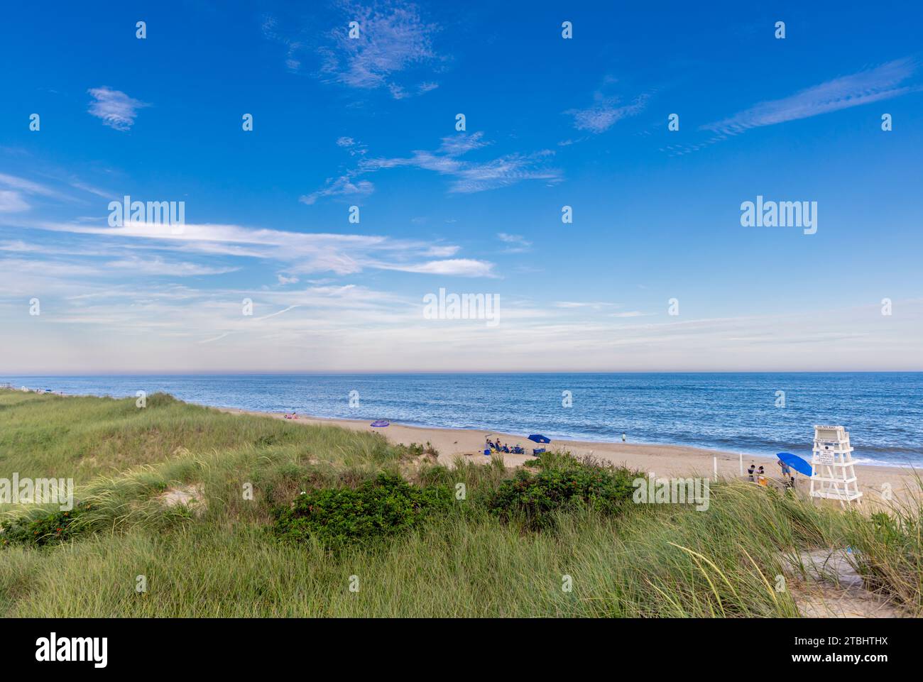 Bassa vista aerea della spiaggia di Kirk a montauk Foto Stock