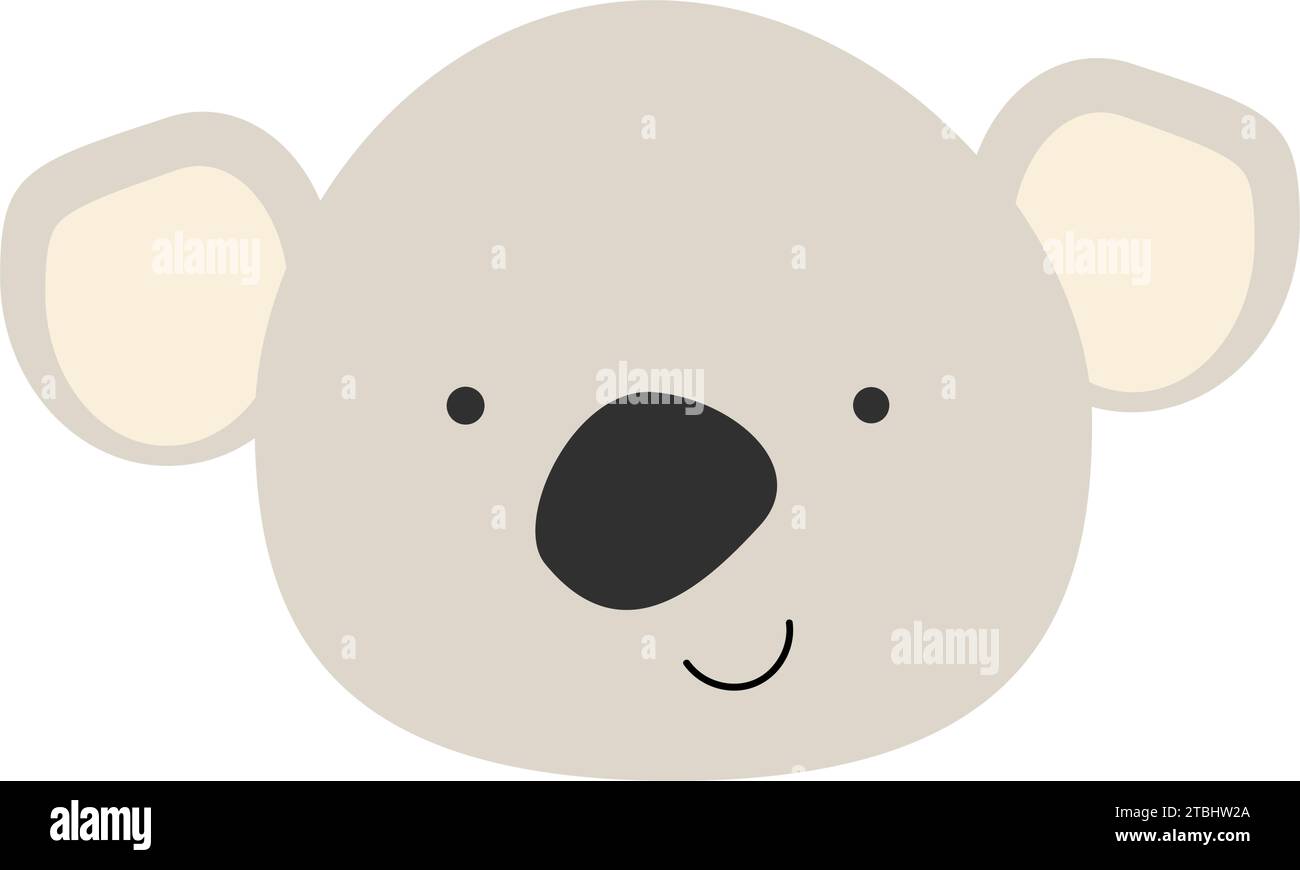 simpatico koala facciale animale, ritratto di un piccolo animale selvatico. L'illustrazione vettoriale può essere utilizzata per avatar, poster, inviti, banner. Illustrazione Vettoriale