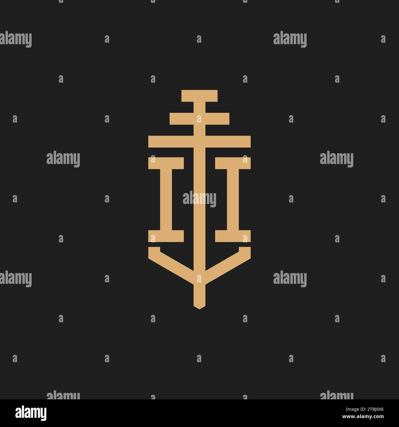 II monogramma iniziale del logo con vettore di design dell'icona a colonna, ispirazione per il design del logo dello studio legale Illustrazione Vettoriale