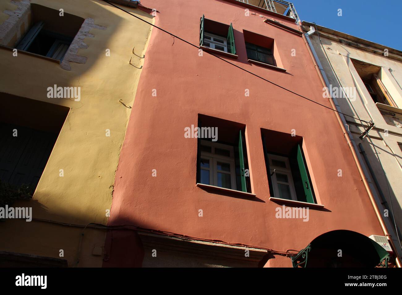 vecchie case a chania a creta in grecia Foto Stock