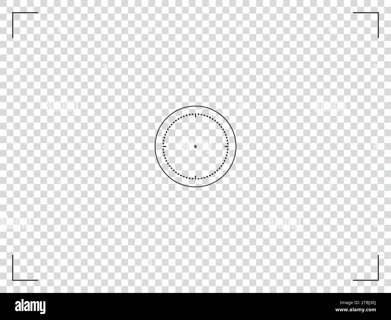 Schermata di registrazione video. Mirino con cornice per fotocamera. Target vettore di messa a fuoco circolare su sfondo trasparente. Illustrazione Vettoriale