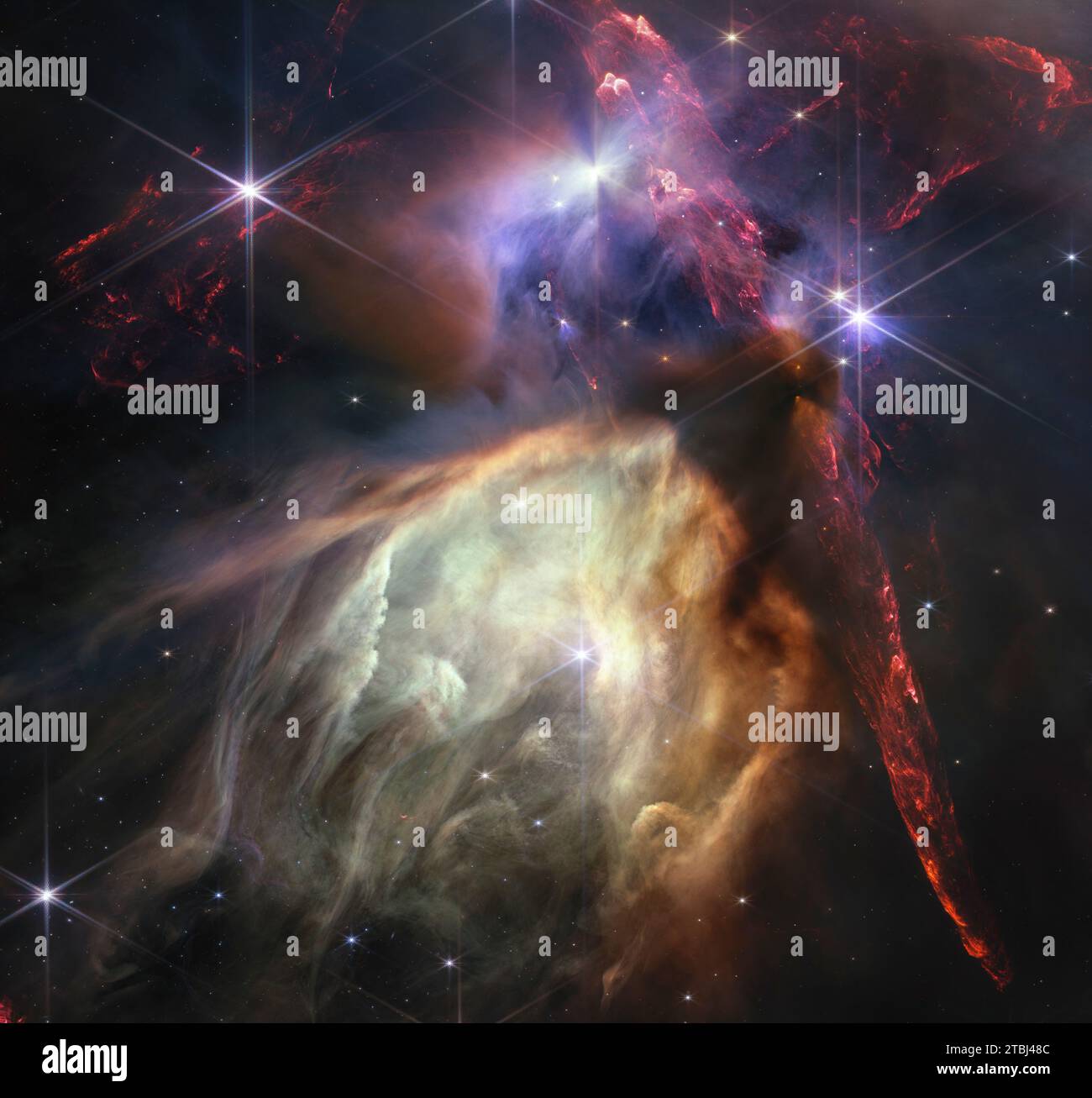 Complesso di nubi di Rho Ophiuchi, la regione di formazione stellare più vicina alla Terra. Foto Stock