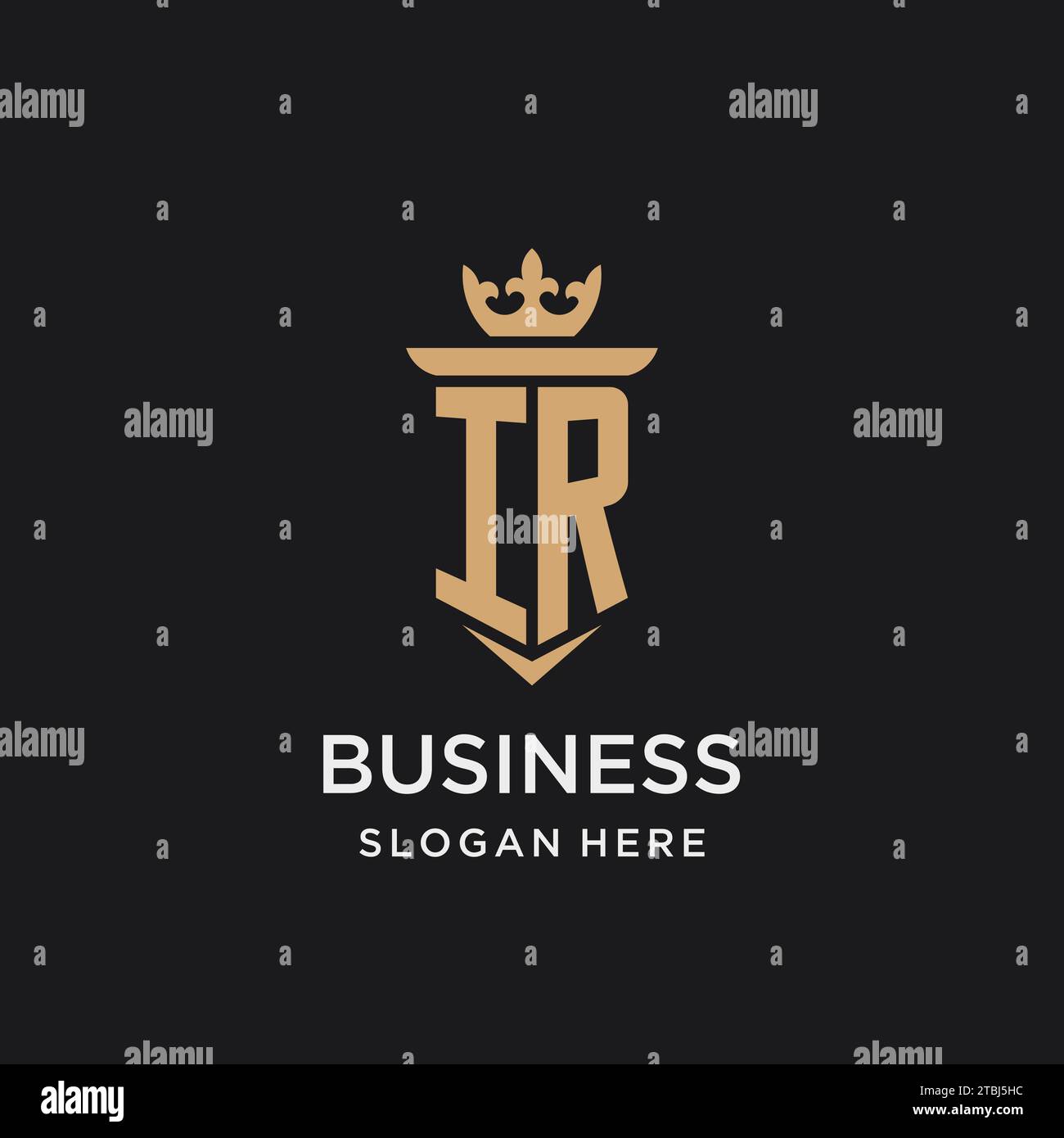 Monogramma IR con stile medievale, lusso ed eleganti idee di design iniziali del logo Illustrazione Vettoriale
