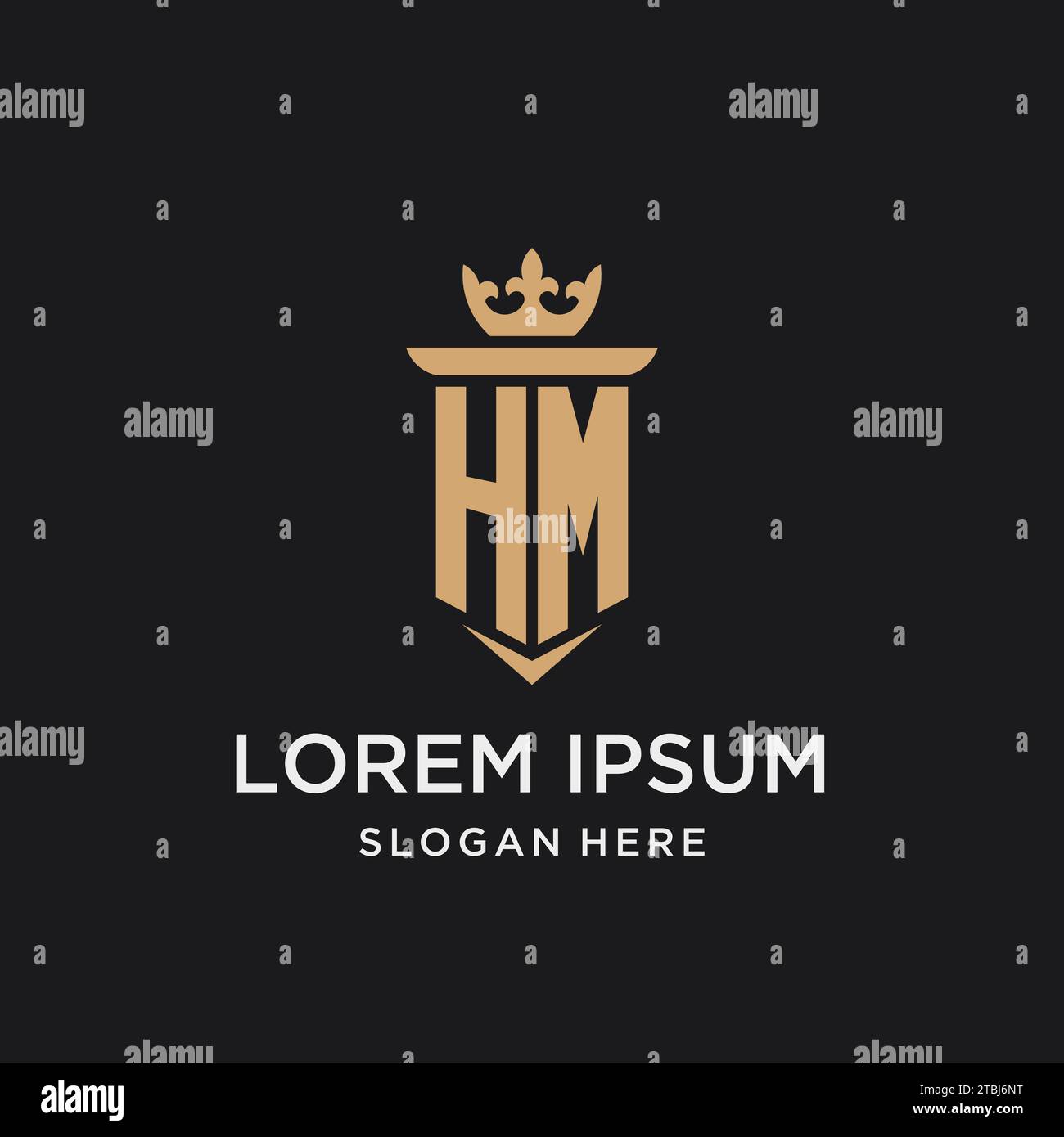 Monogramma HM con stile medievale, lusso ed eleganti idee di design iniziali del logo Illustrazione Vettoriale
