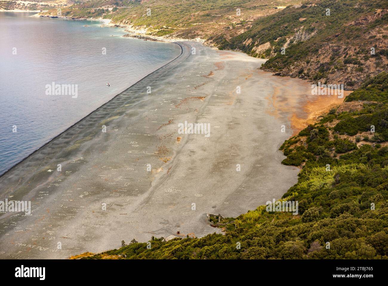 Spiaggia nera di Nonza, Corsica, Francia. Foto Stock