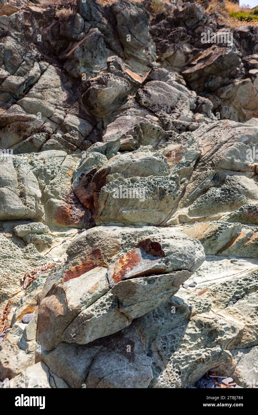 Roccia che sembra una rana, Nonza, Corsica, Francia. Foto Stock