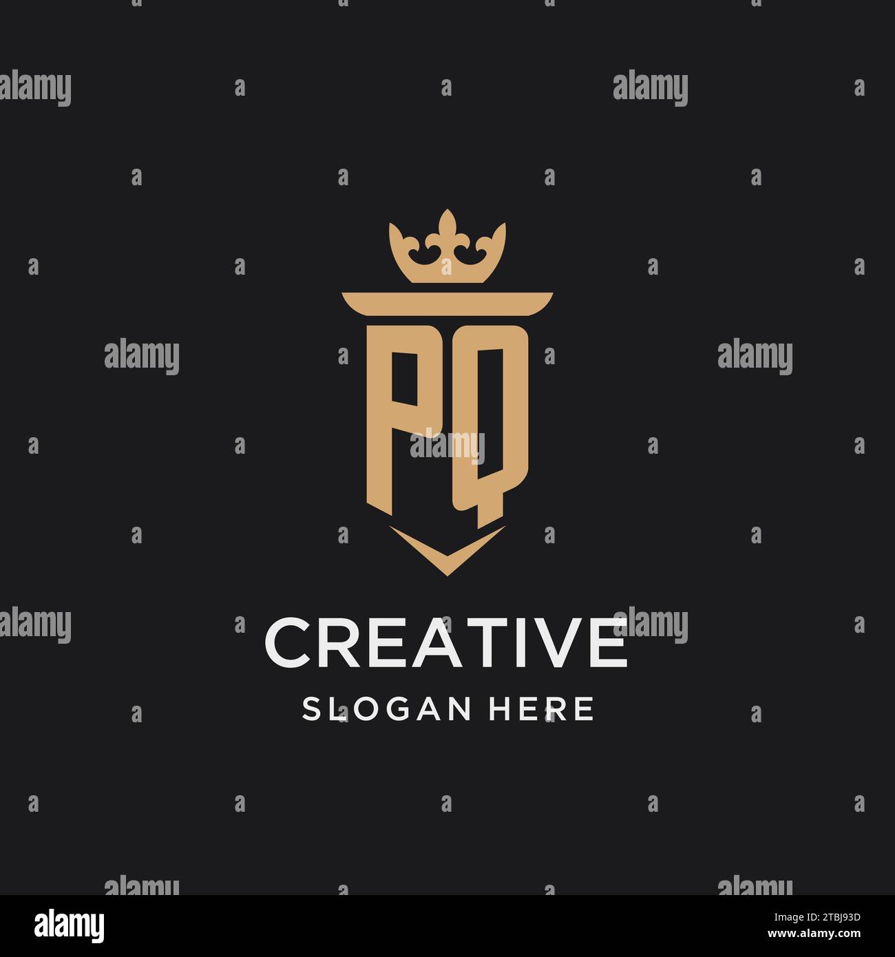 Monogramma PQ con stile medievale, lusso ed eleganti idee di design iniziali del logo Illustrazione Vettoriale
