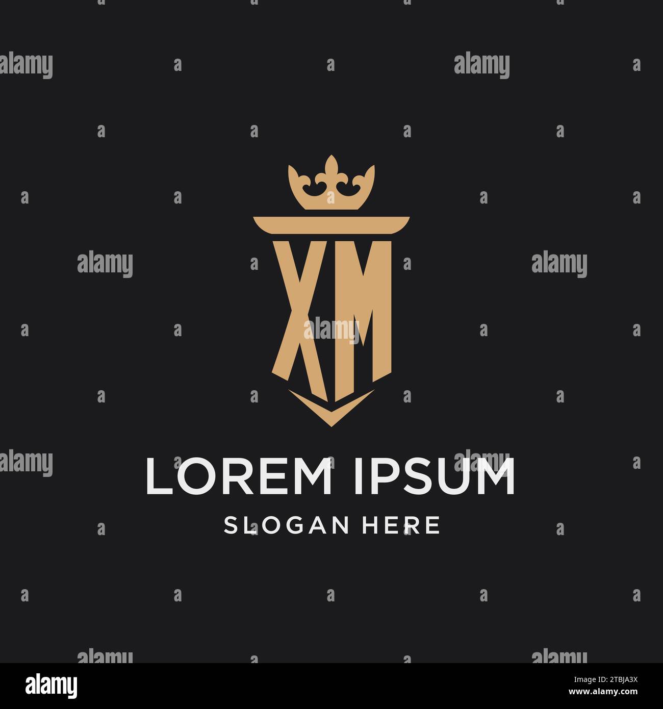 Monogramma XM con stile medievale, lusso ed eleganti idee iniziali per il design del logo Illustrazione Vettoriale