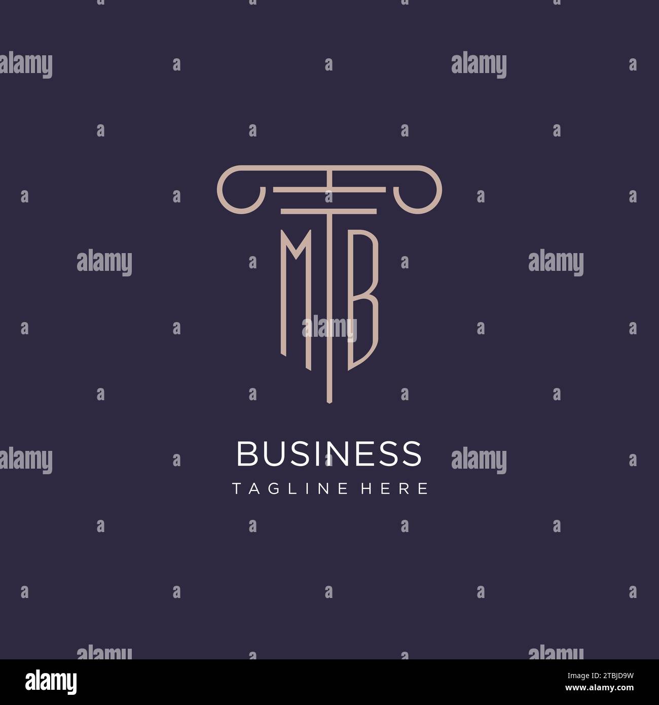 MB Initial con logo a colonna, idee di design stile logo ufficio legale di lusso Illustrazione Vettoriale