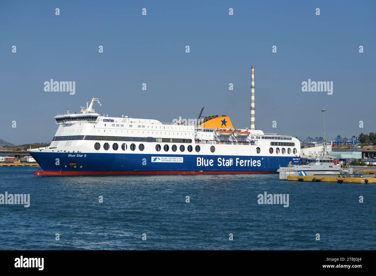 Blue Star Ferries. Porto del Pireo, Atene, Grecia Foto Stock