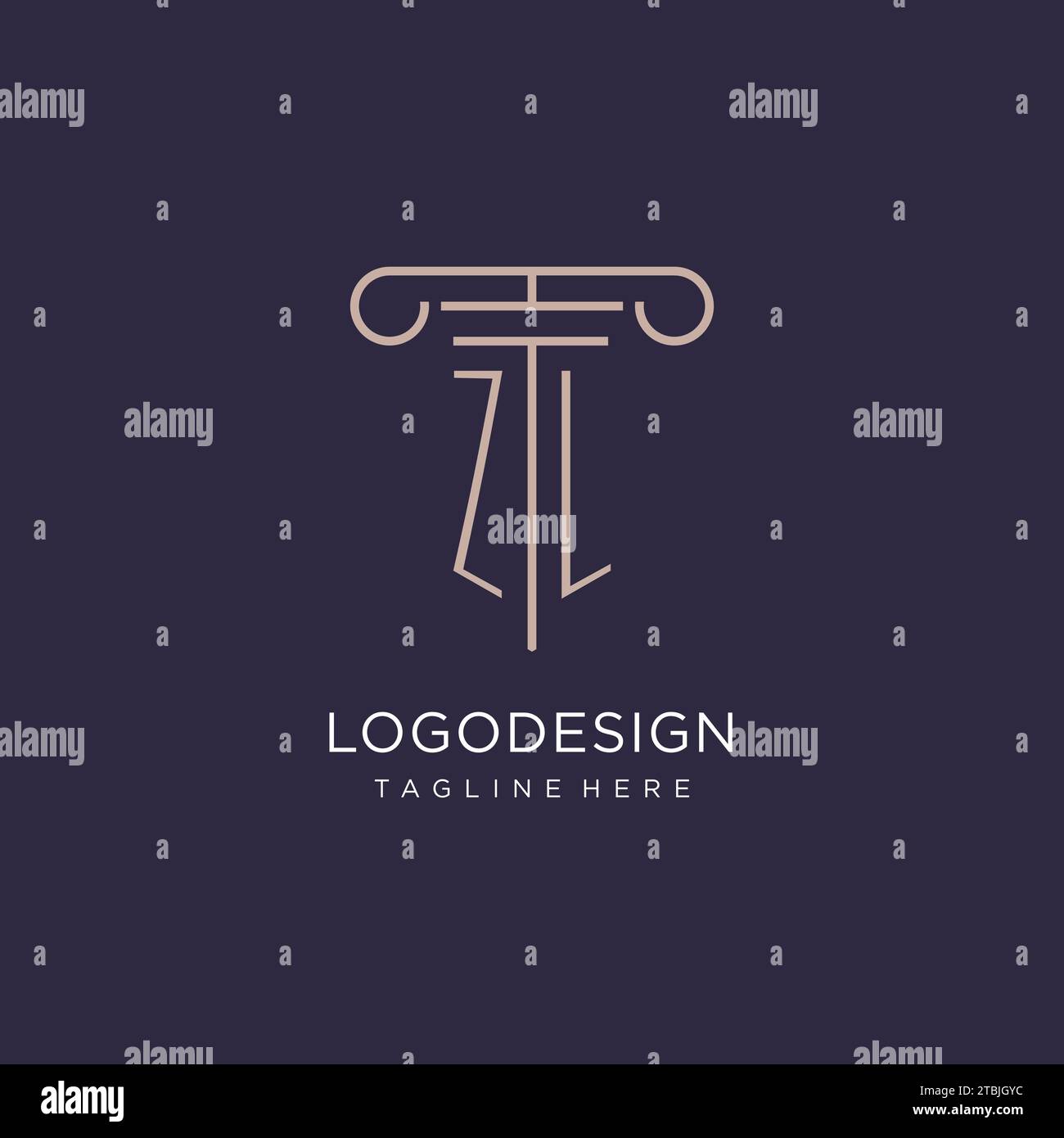 ZL iniziale con logo a colonna, idee di design stile logo ufficio legale di lusso Illustrazione Vettoriale