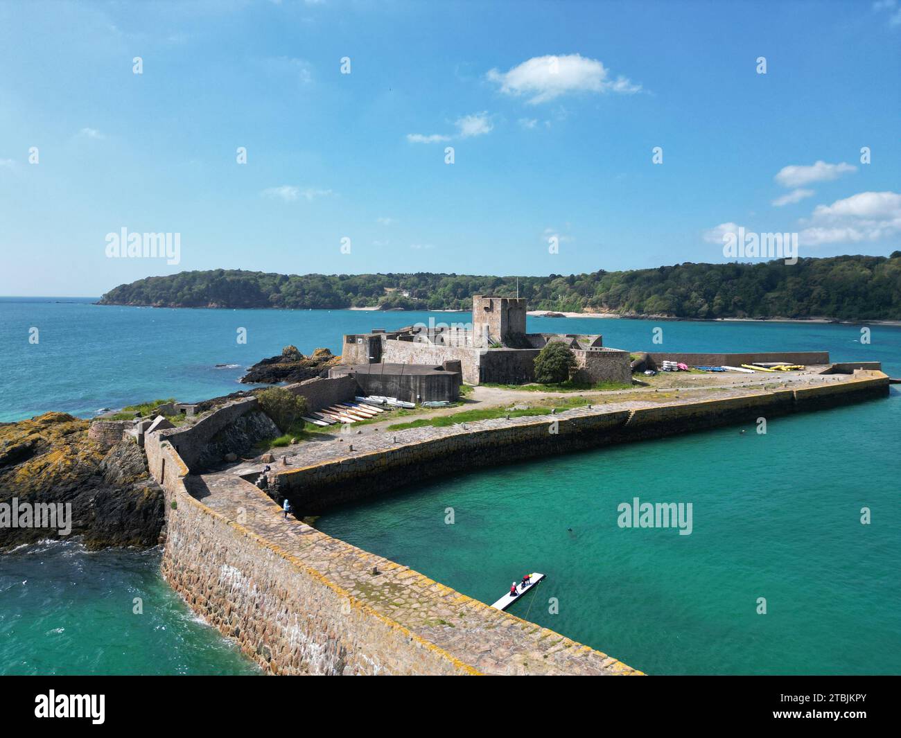 St Aubin's Fort, Jersey drone, aereo Foto Stock