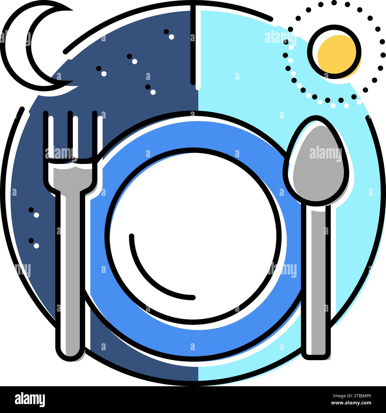 illustrazione vettoriale dell'icona di colore luna solare a digiuno Illustrazione Vettoriale