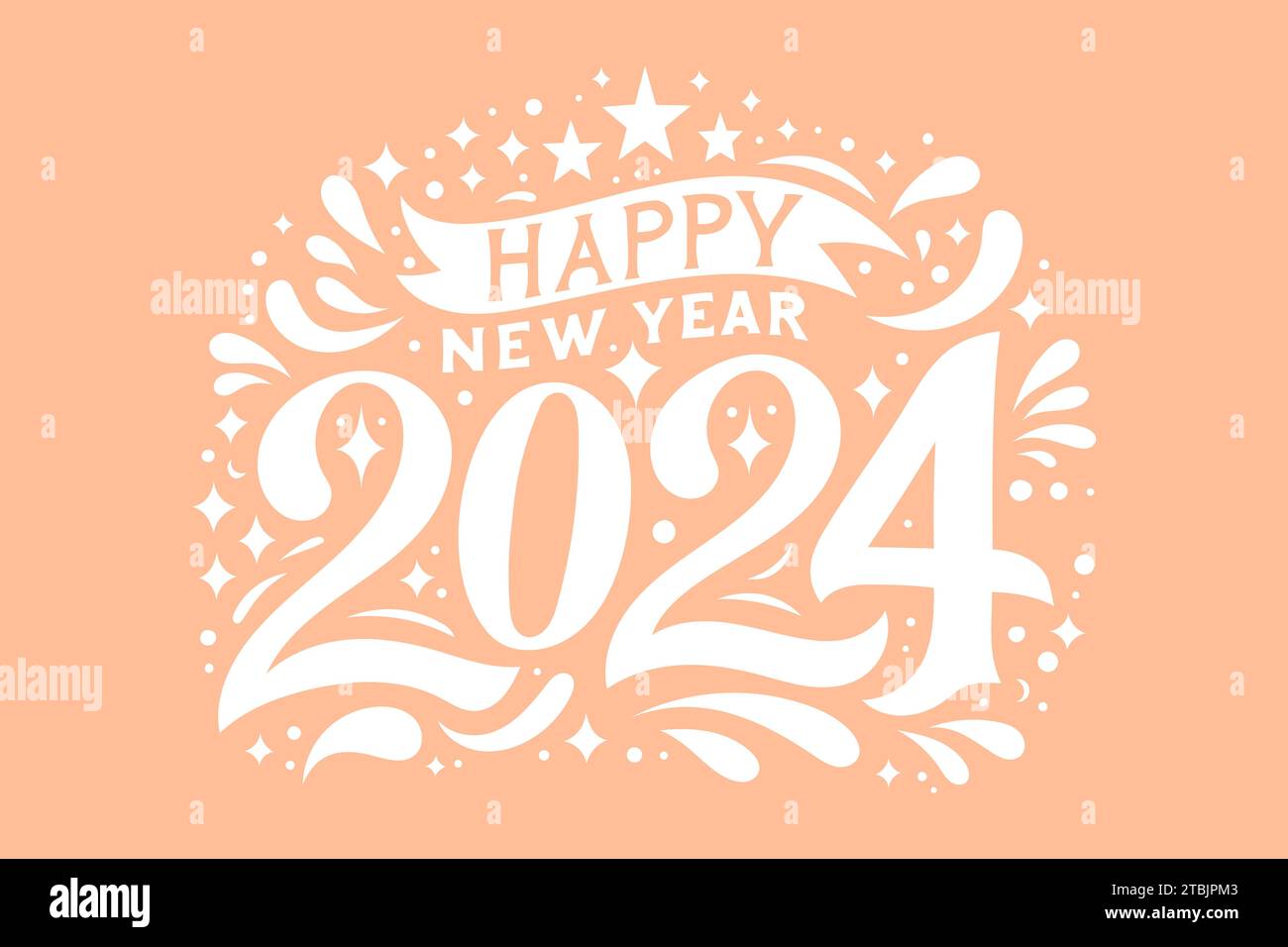 Buon design per il nuovo anno 2024. Colore PANTONE 2024 Peach Fuzz