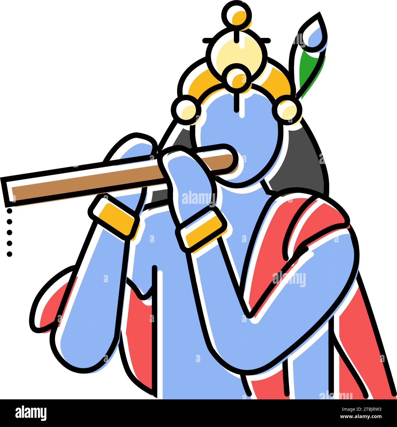 krishna god icona di colore indiano illustrazione vettoriale Illustrazione Vettoriale